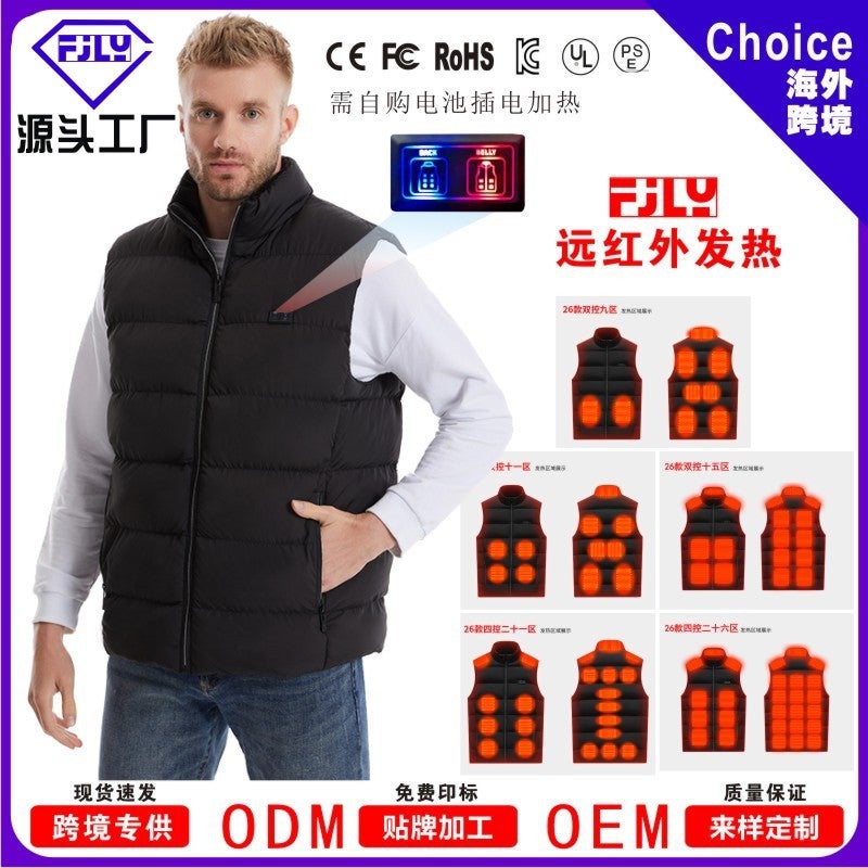 Popular Winter Men'S Stand-Up Collar Heating Vest Electric Heating Cotton Vest Intelligent Constant Temperature Heating Warm Vest Cotton Clothing - Image 2